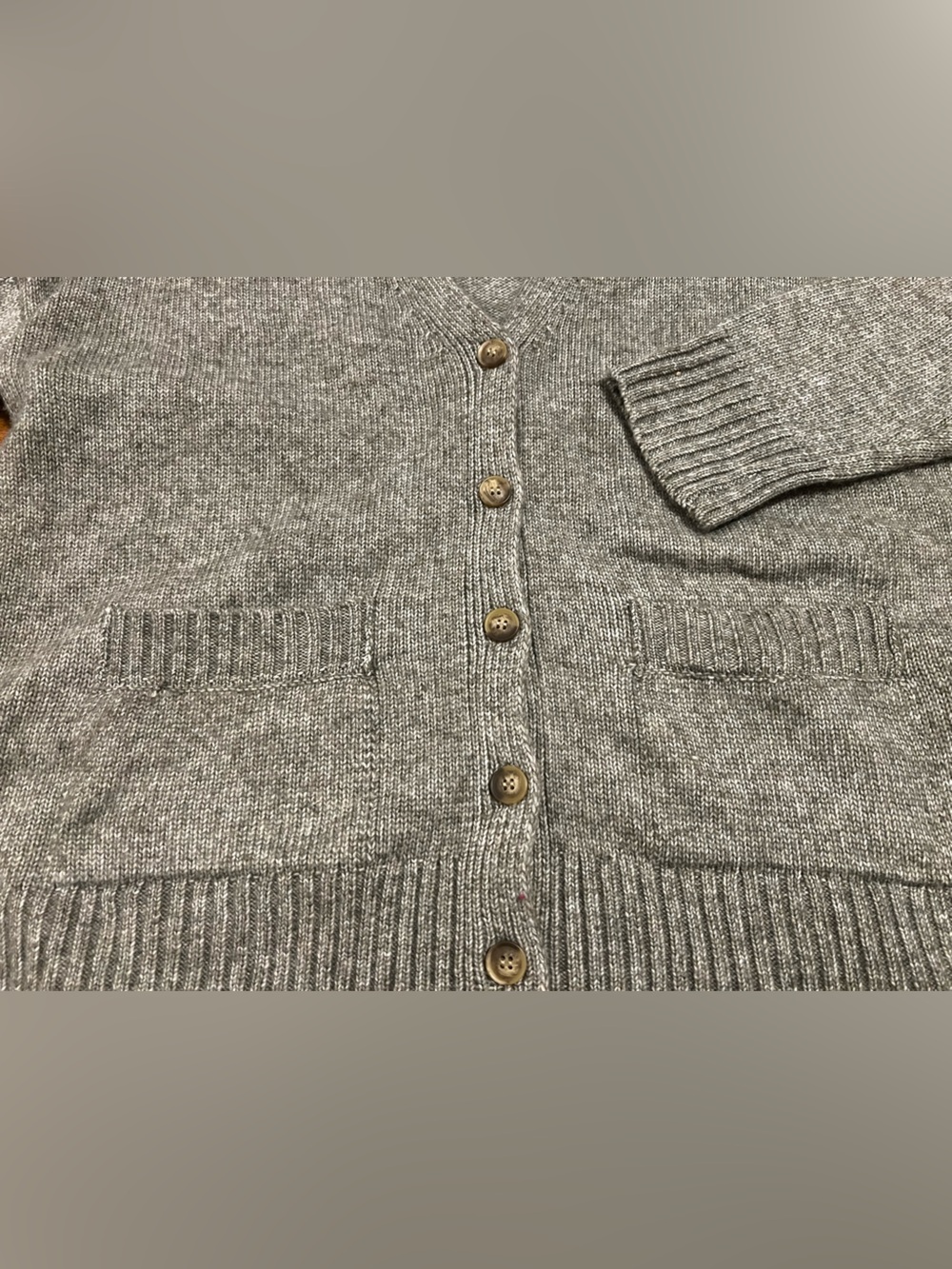 Ella Moss Heather Gray V-Neck Button Cardigan